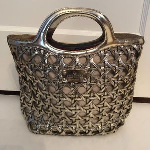 NEW Never Used Kate Spade Gold Basket Weave Purse